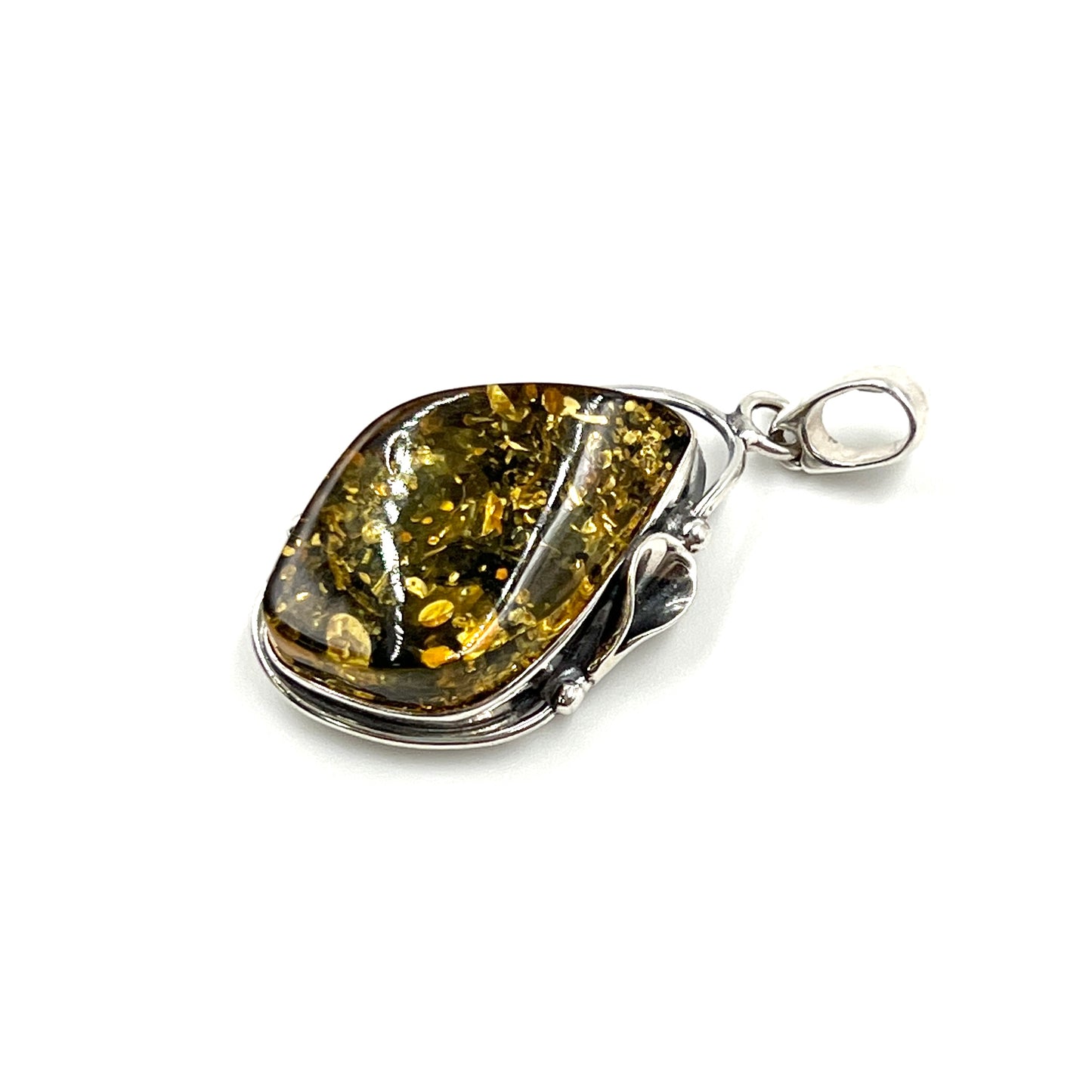 Green Amber Freeform Pendants