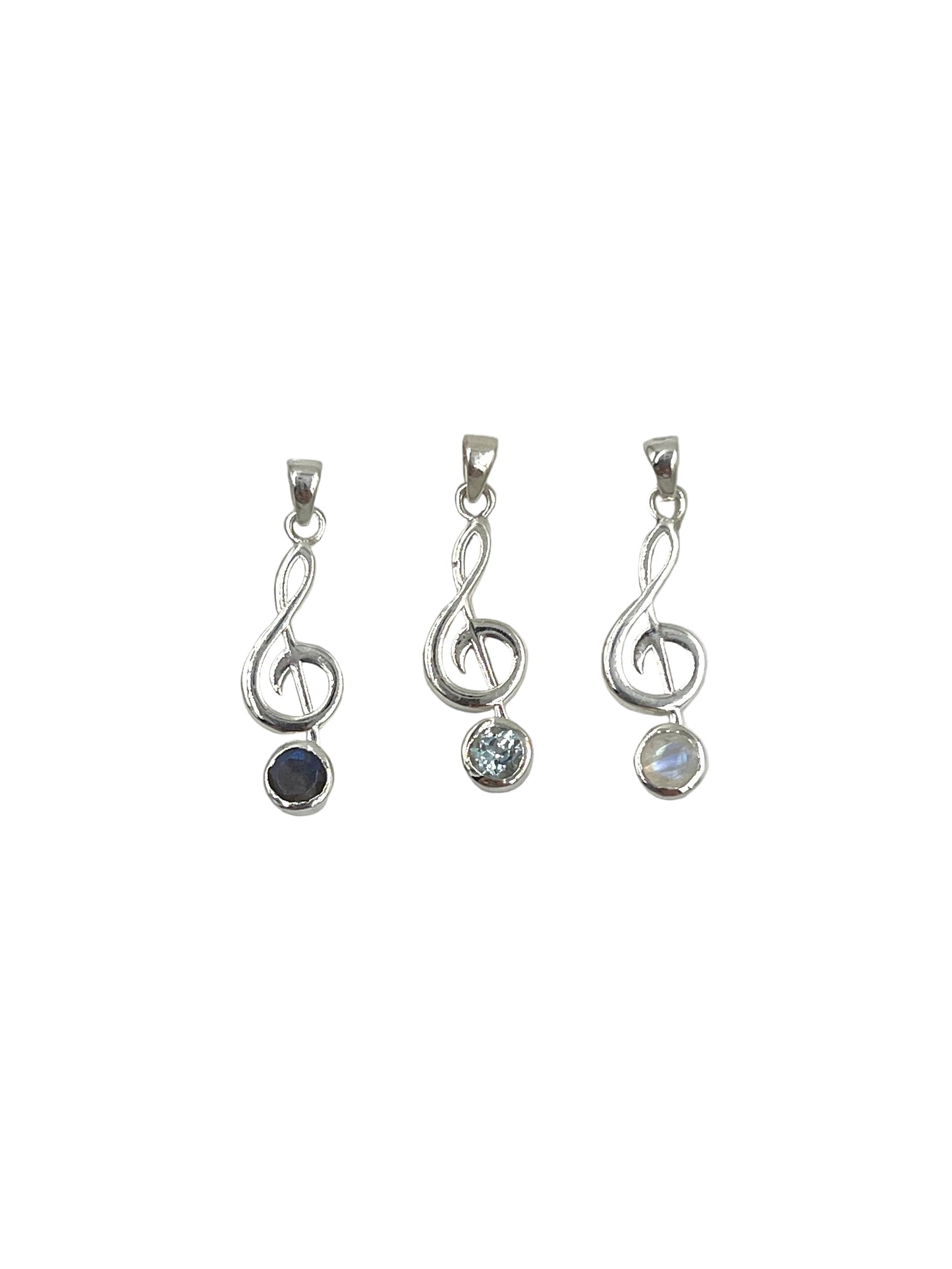 Gemstone Treble Clef Pendants