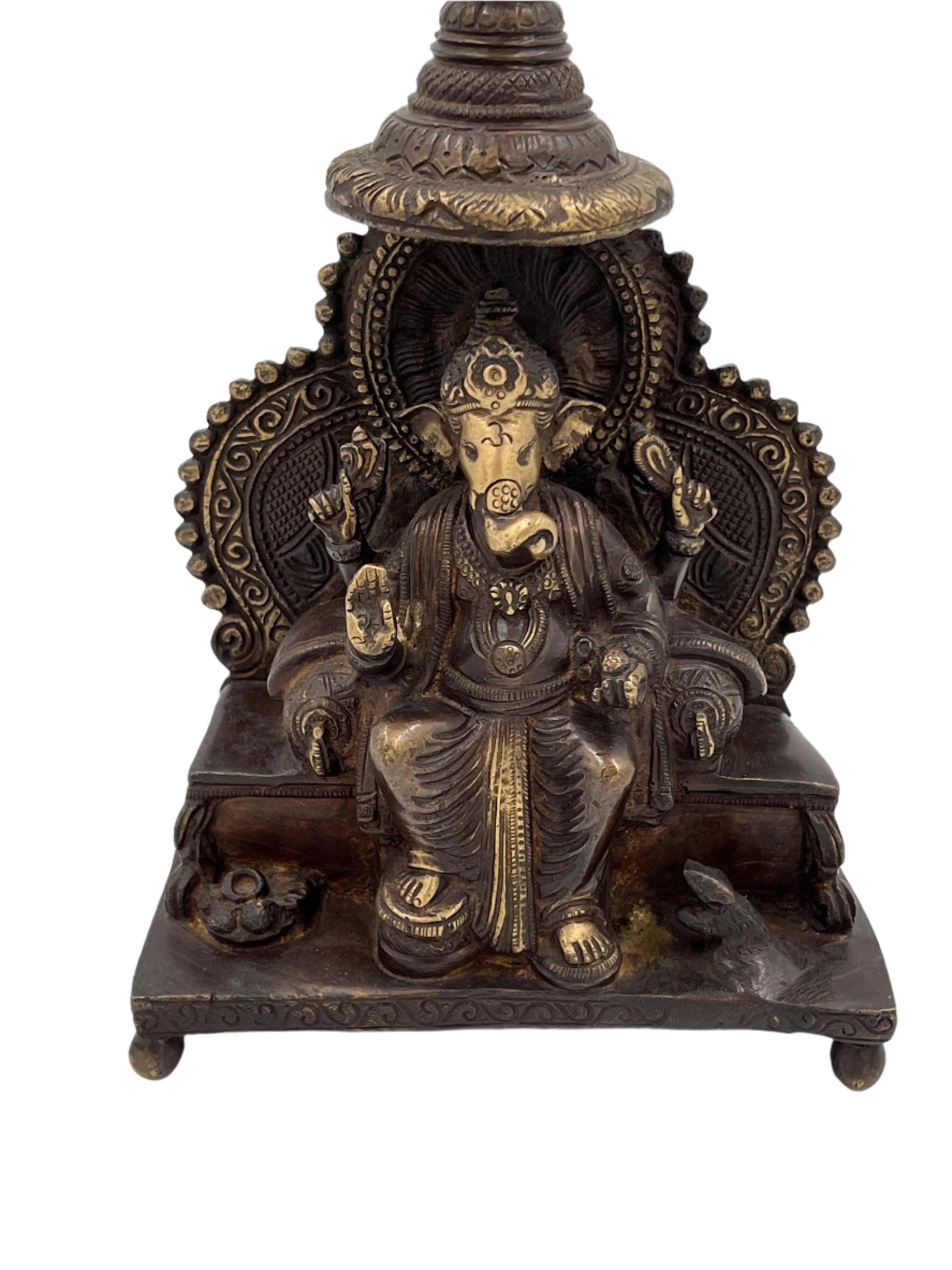 Hand Finished Brass Ganesh Statues - Remover of Obstacles 22cm x 15cm