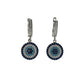 Silver Evil Eye Flat Dangle Earrings