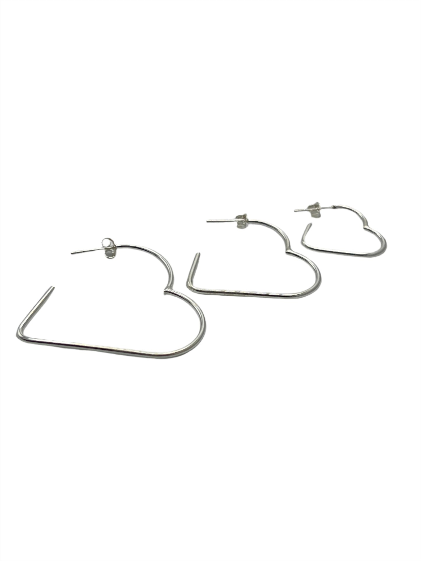 Sterling Silver Heart Hoop Earrings