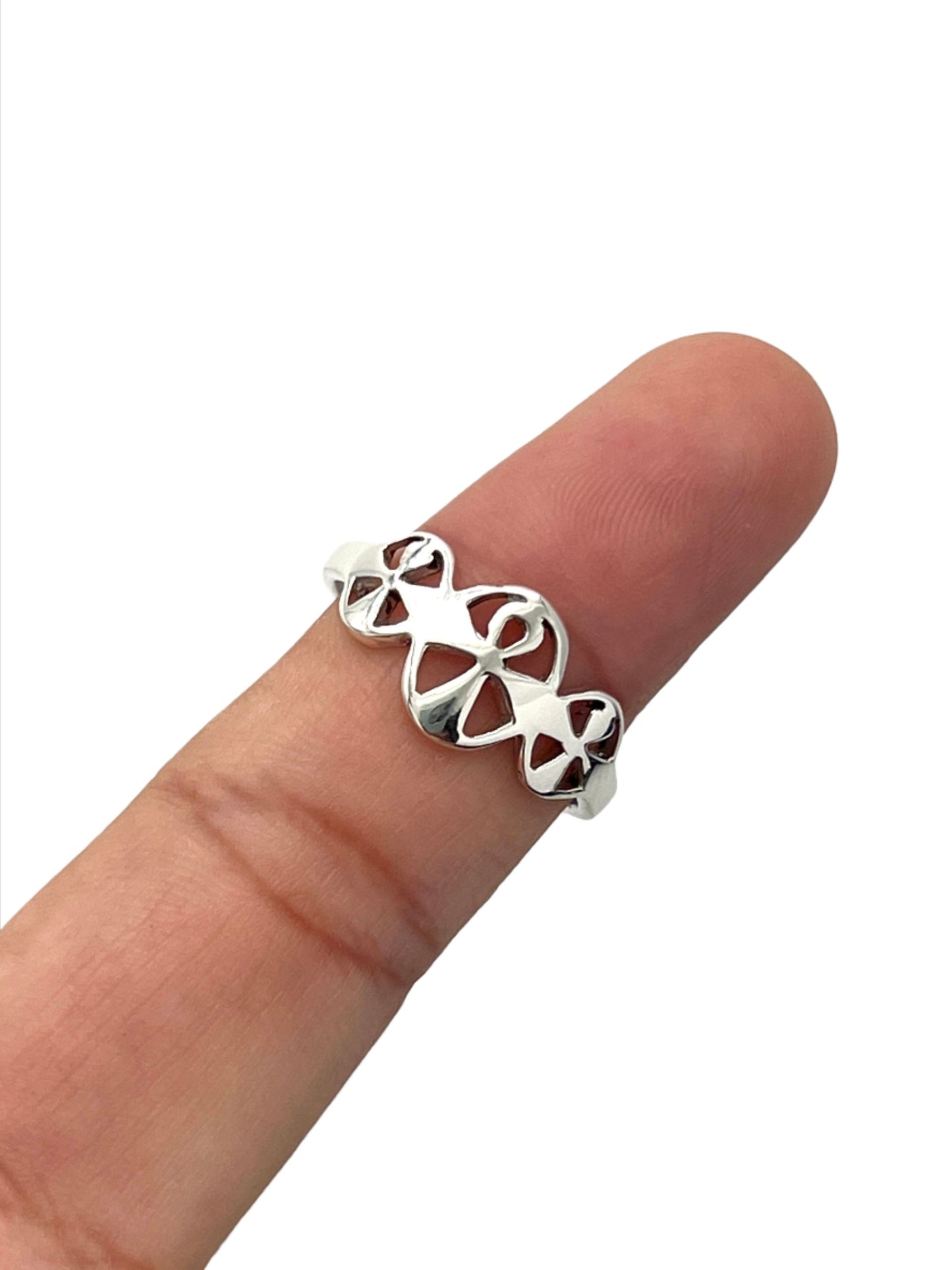 Sterling Silver Framed Triple Ankh Ring