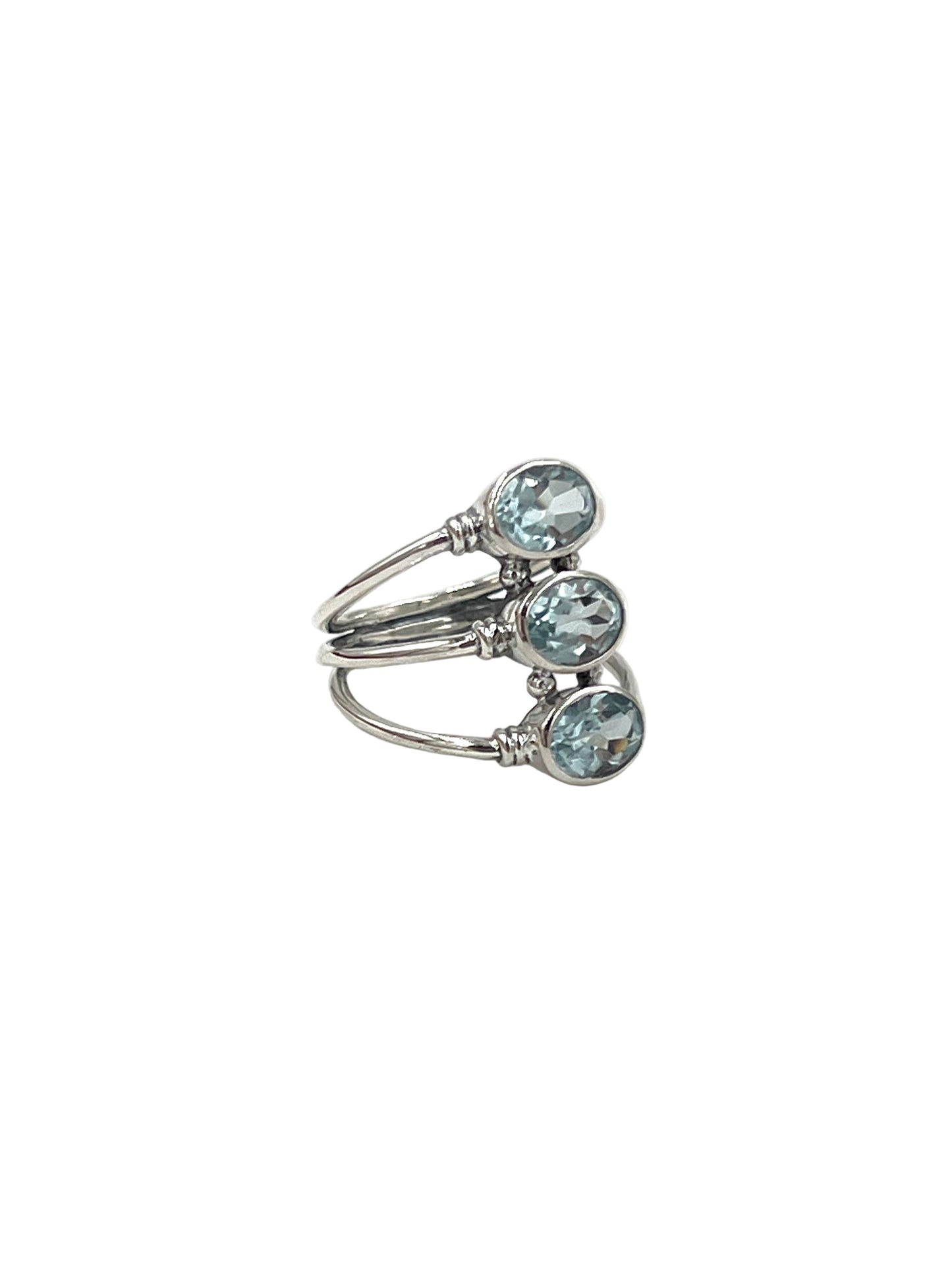 Triple Oval Blue Topaz Ring