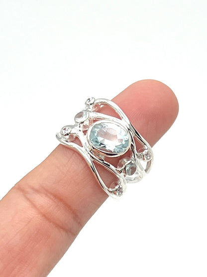 Sterling Silver Multi Gemstone Wavy Wrap Rings