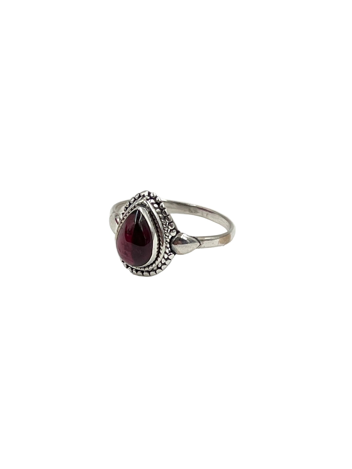 Beaded Teardrop Garnet Ring