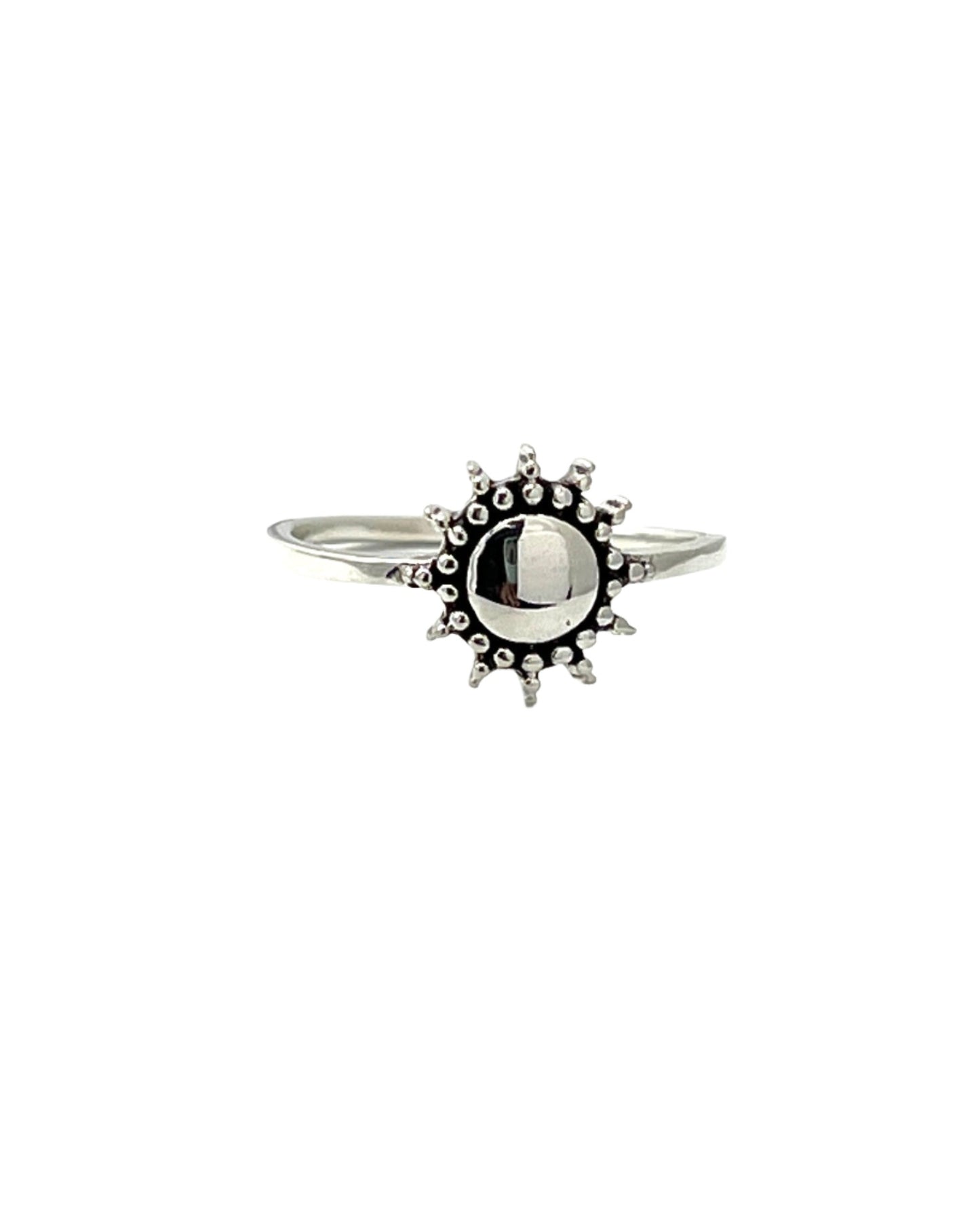 Sterling Silver Beaded Sun Ring