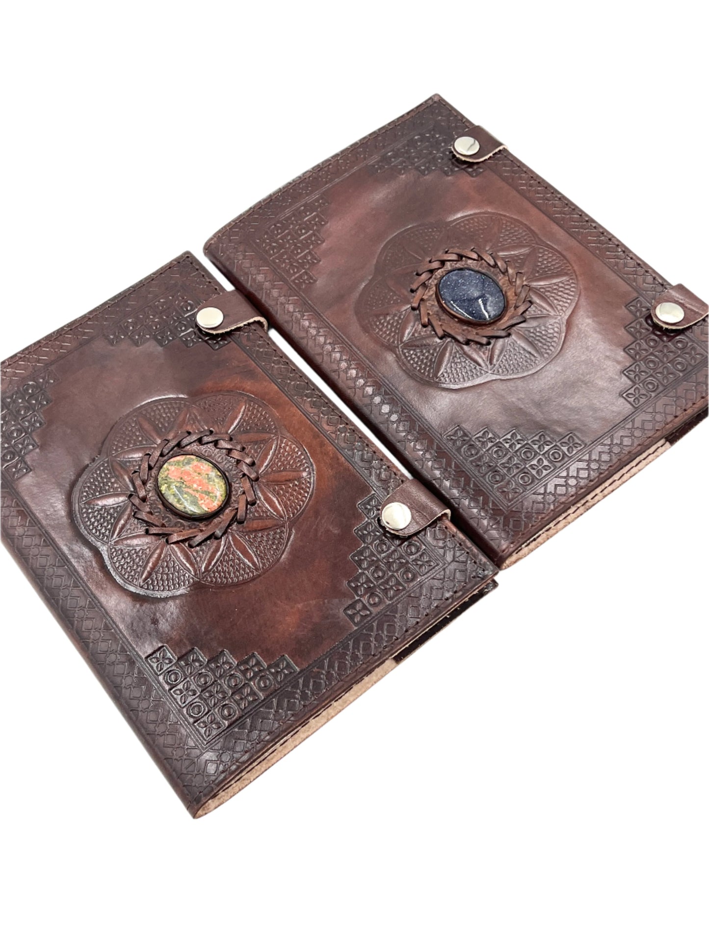 Camel Leather Gemstone Journal | Spiked Lotus | 9" x 6" x 1/2"