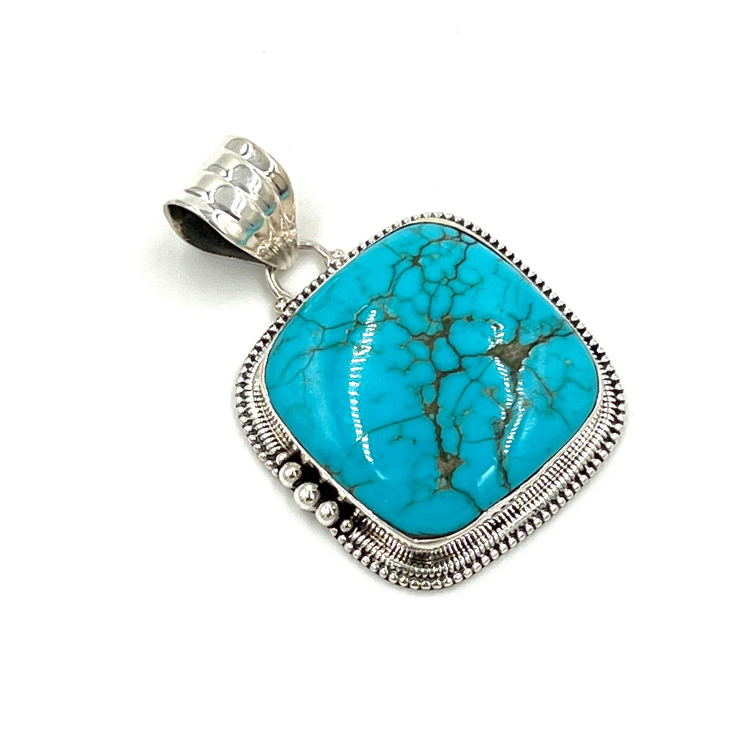 Sterling Silver Beaded Turquoise Pendants