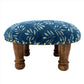 Natural Indigo Block Print Foot Stool | Round