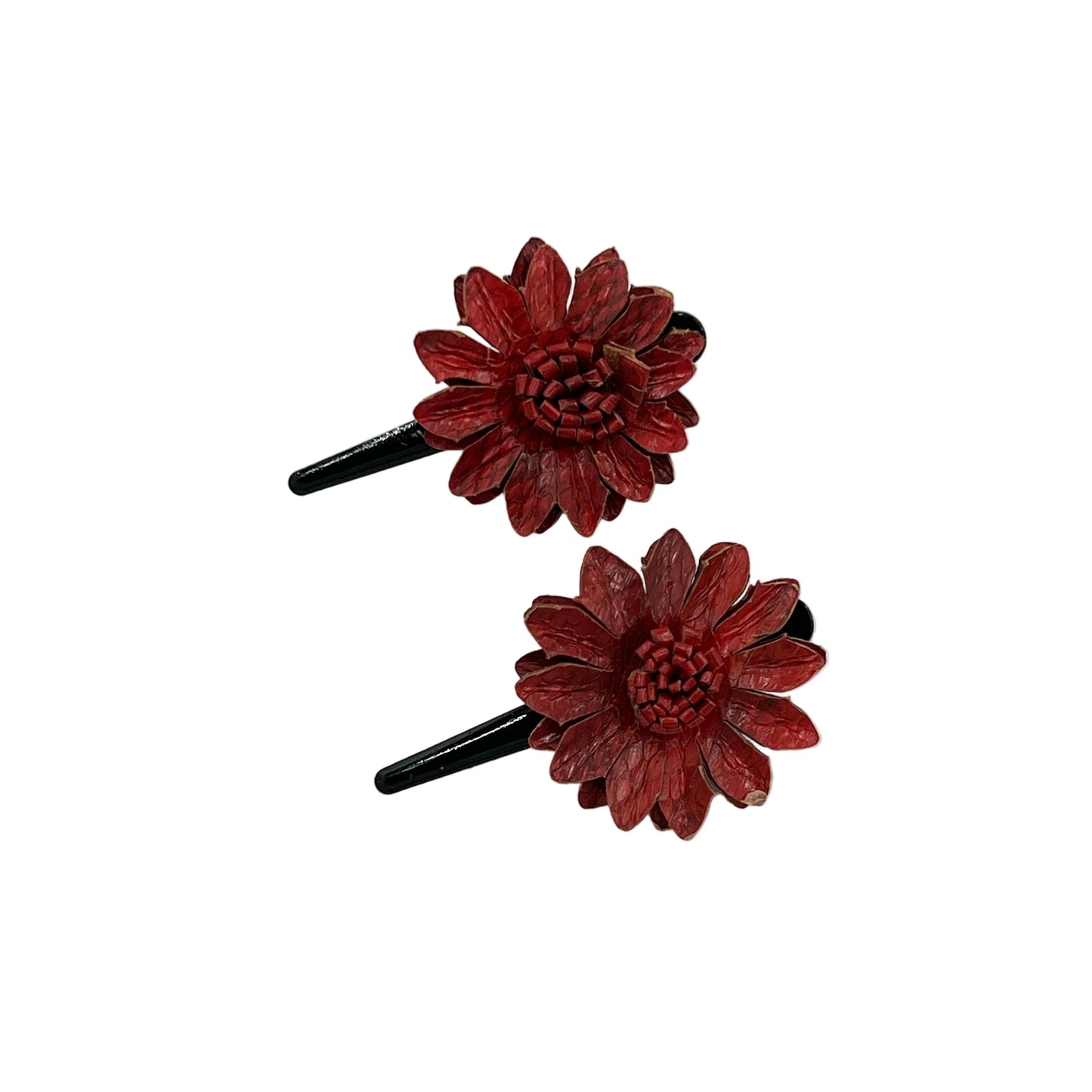 Leather Flower Hair Clips