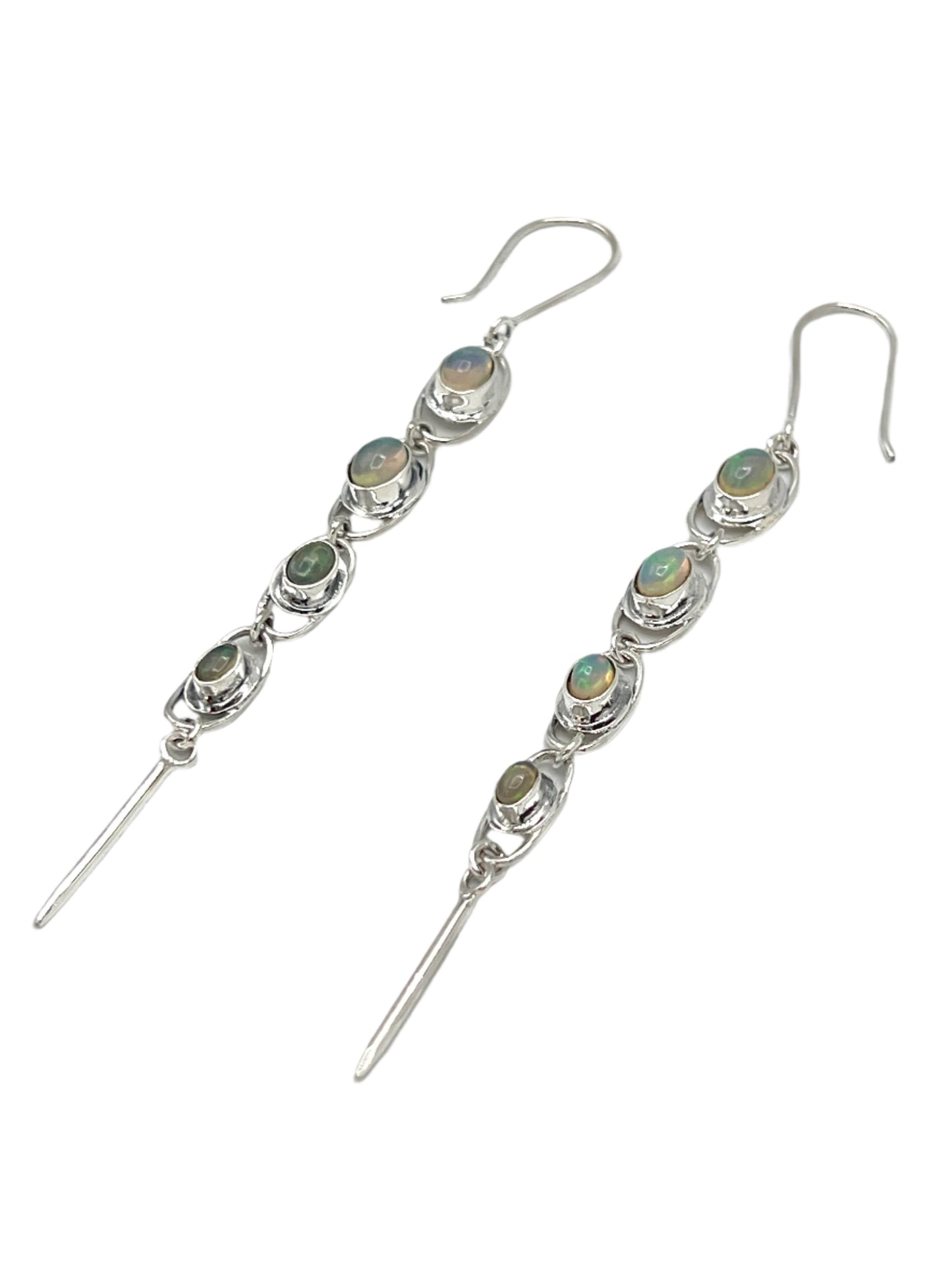 Sterling Silver Ethiopian Opal Multi Drop Earrings