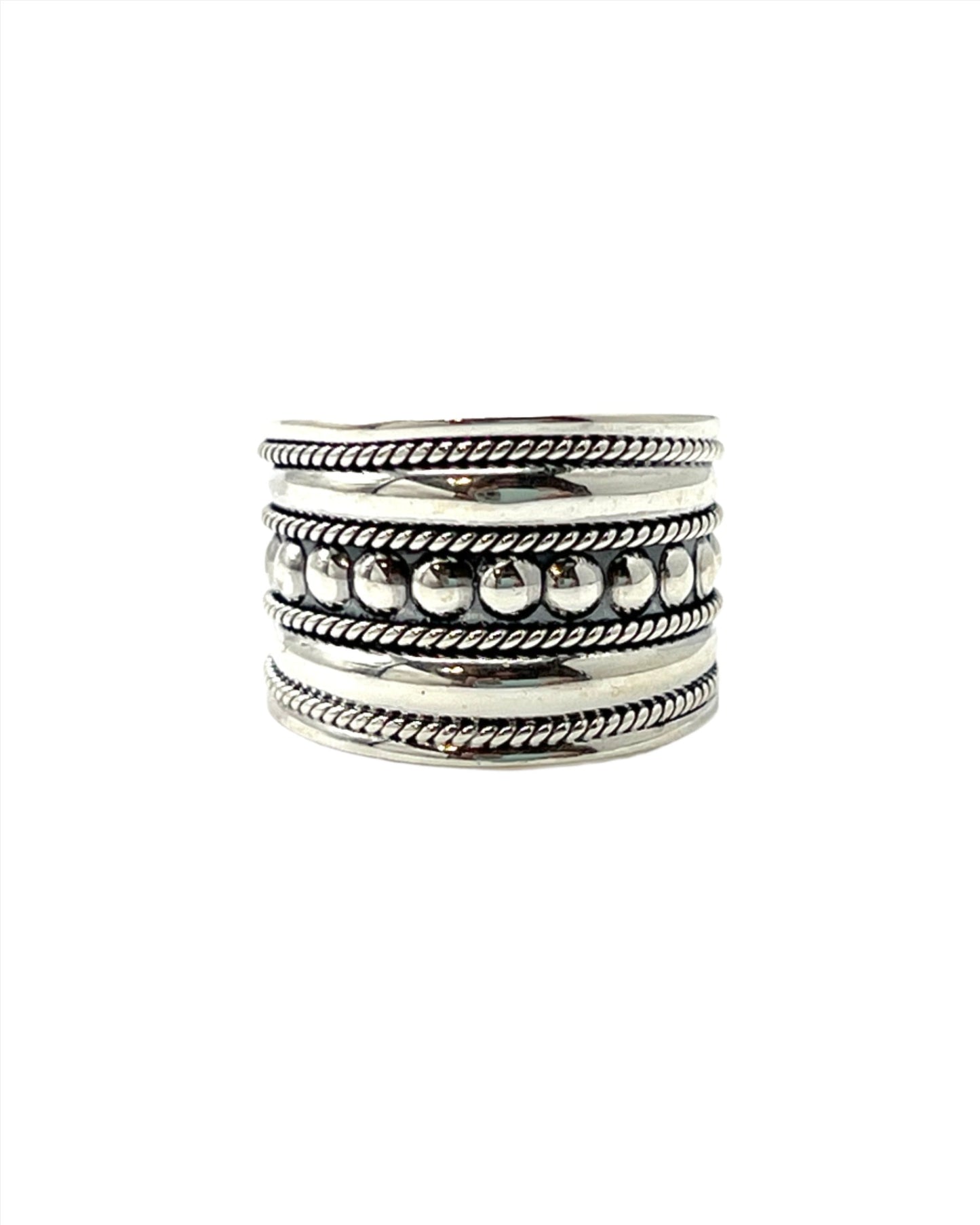 Sterling Silver Bali Beaded Ring