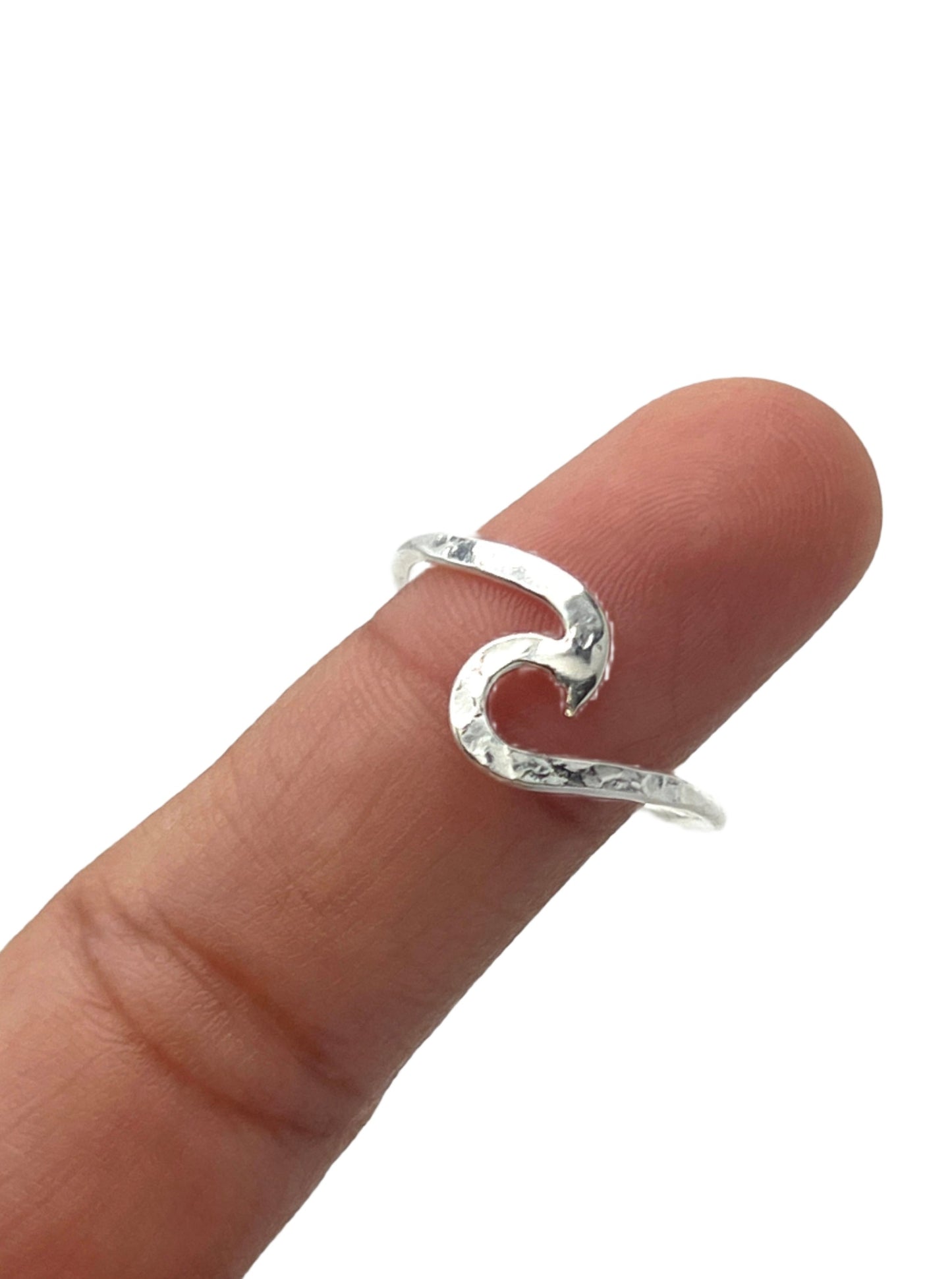 Sterling Silver Hammered Wave Ring