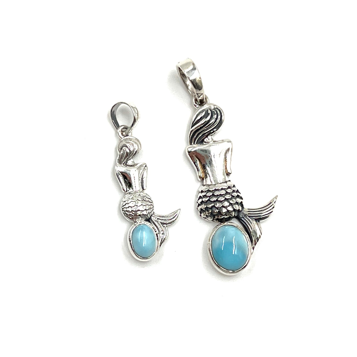 Sterling Silver Mermaid Larimar Pendants