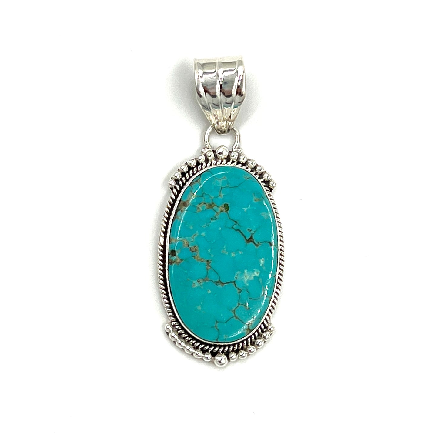 Sterling Silver Beaded Turquoise Pendants