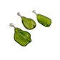 Silver Green Amber Freeform Pendants