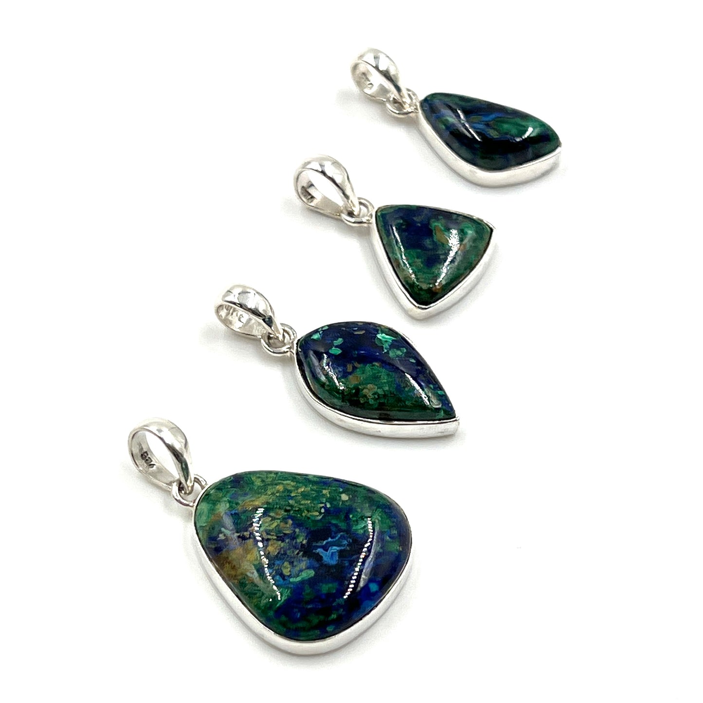 Sterling Silver Azurite Malachite Pendants