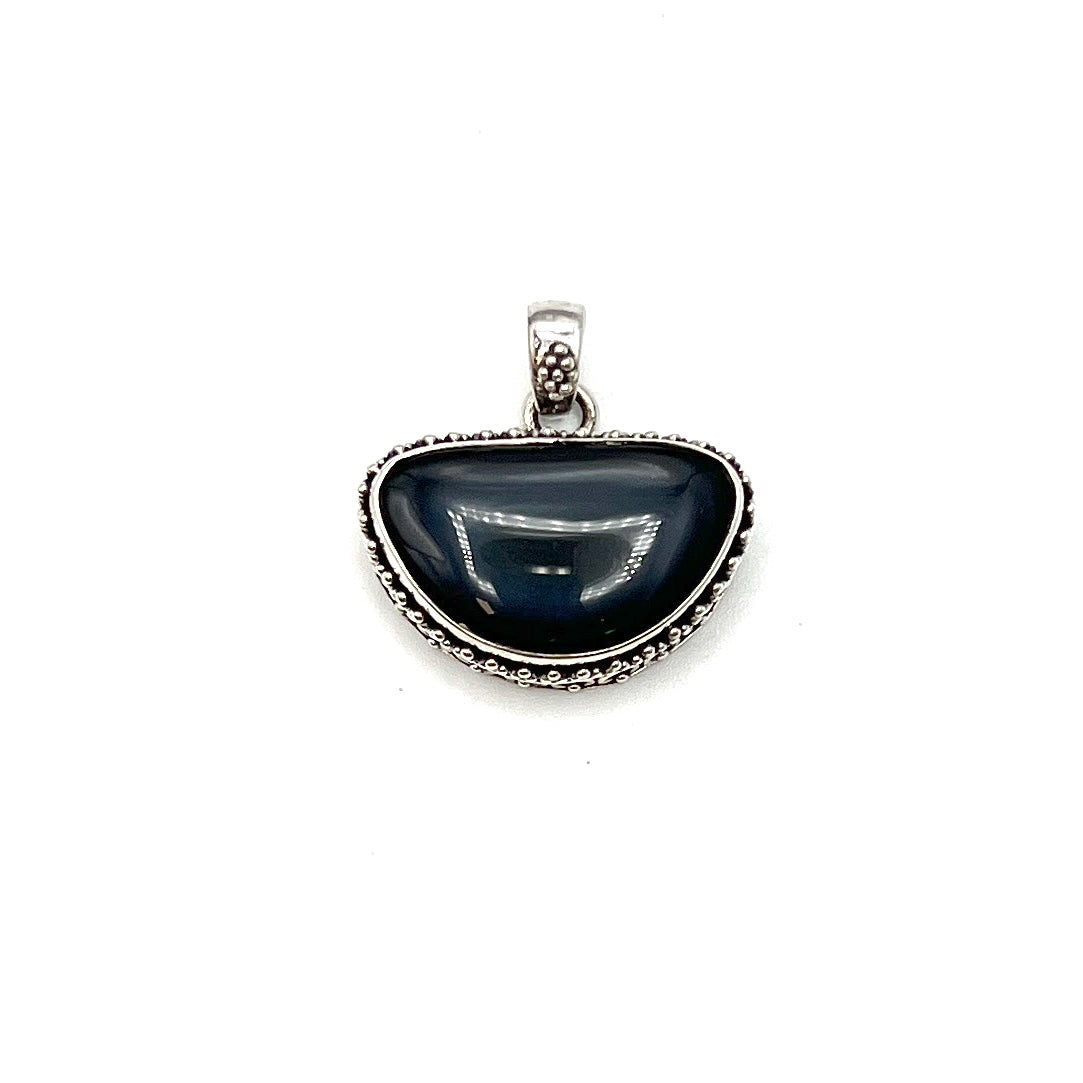 Sterling Silver Beaded Rainbow Obsidian Pendants