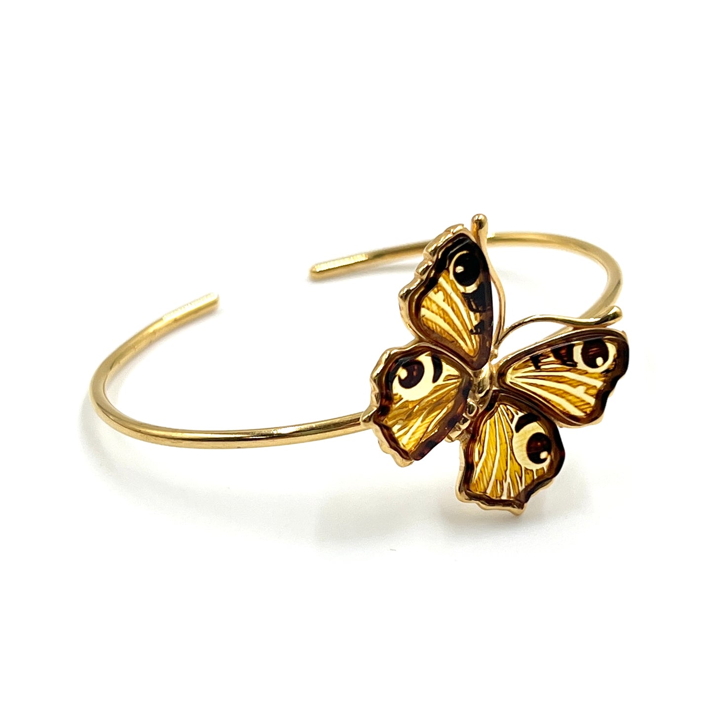 Gold Plated Silver Amber Butterfly Cuff