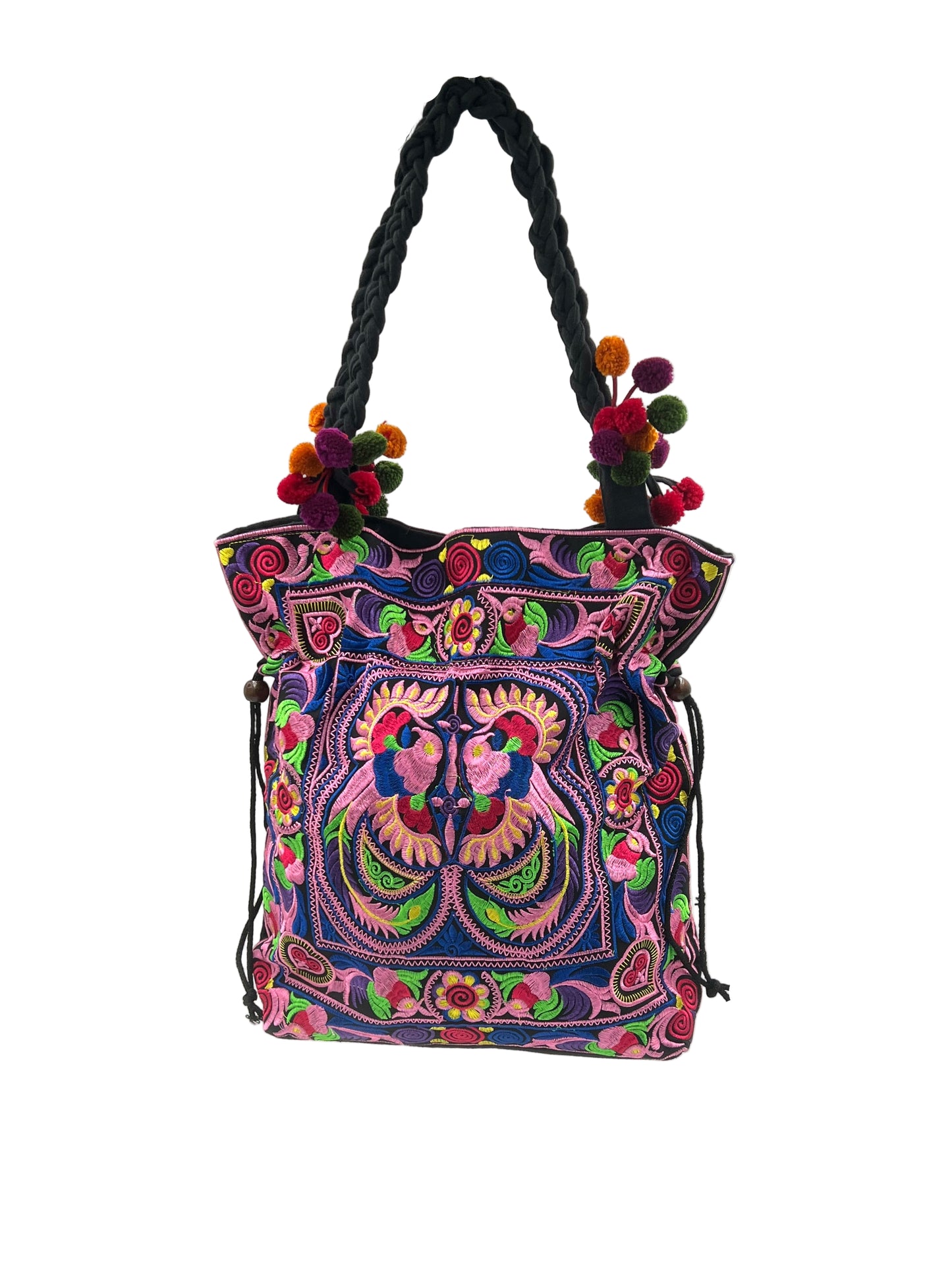 Embroidered Bird Shoulder Bag