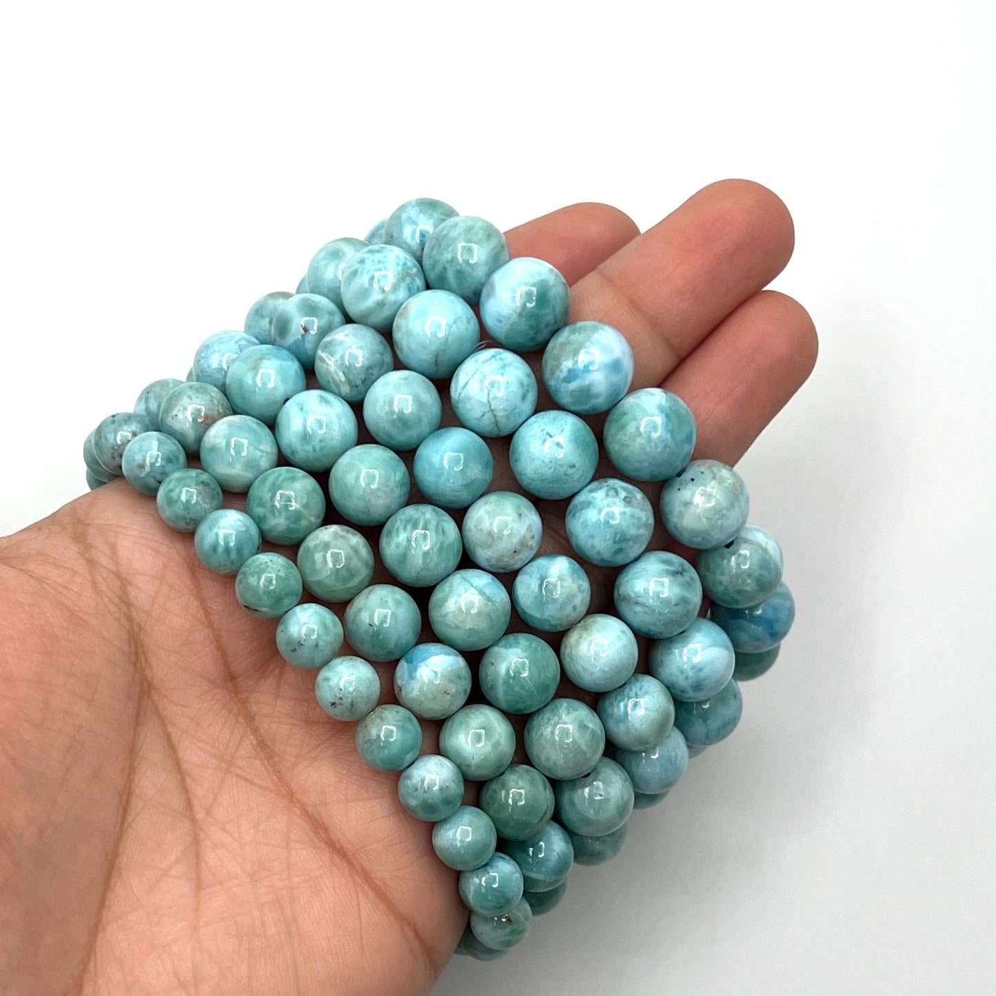 Larimar Round Beaded Stretchy Bracelets