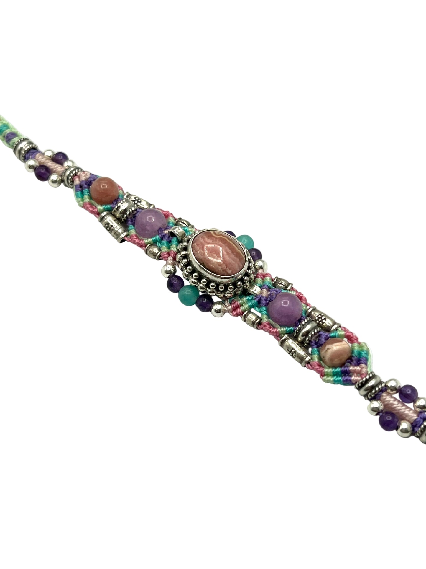 Macrame Rhodochrosite Bracelet