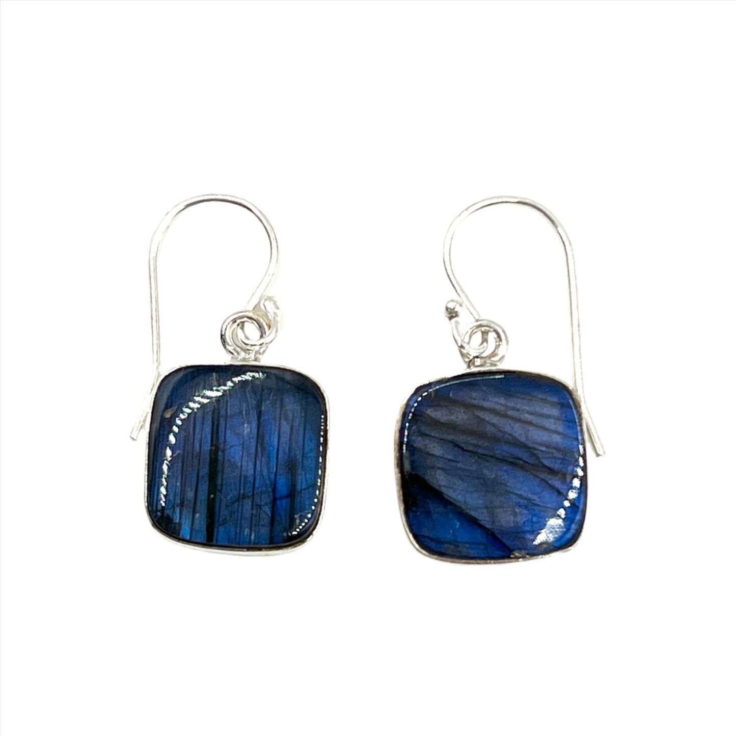 Sterling Silver Square Labradorite Earrings