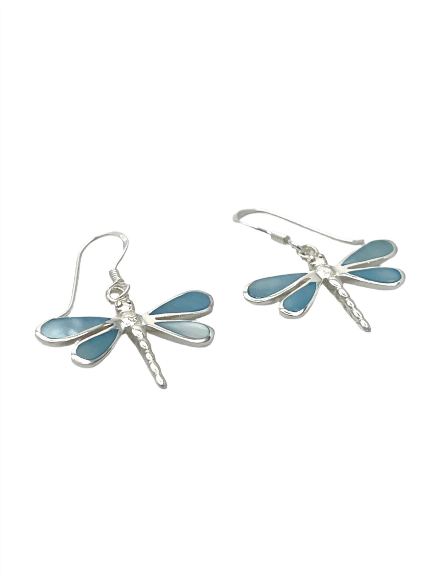 Sterling Silver Shell Dragonfly Earrings