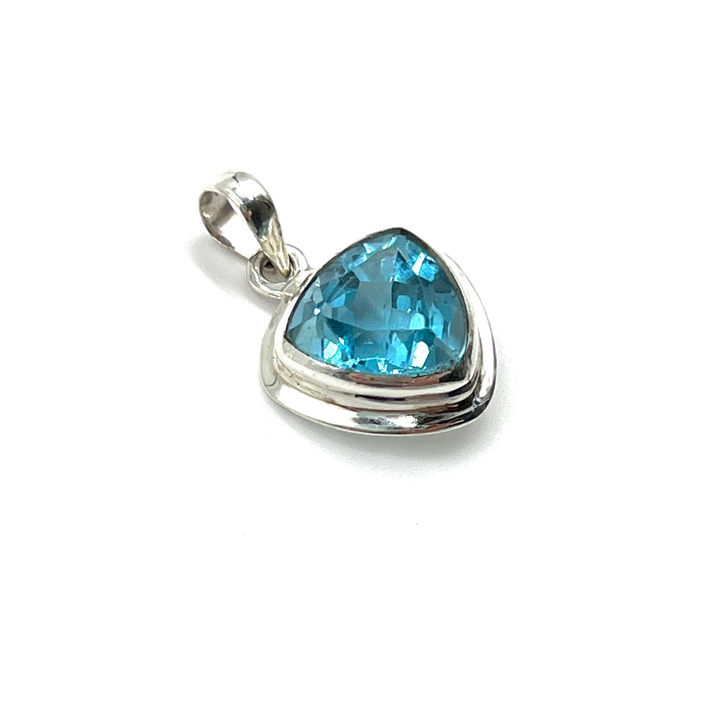 Sterling Silver Trillion Blue Topaz Pendants