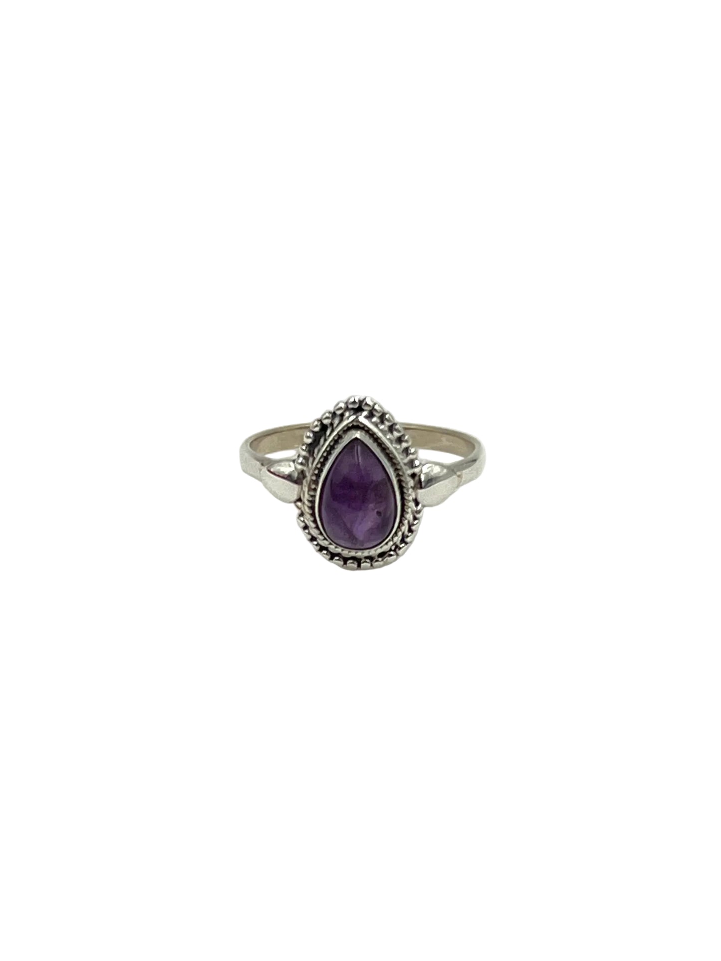Beaded Teardrop Amethyst Ring