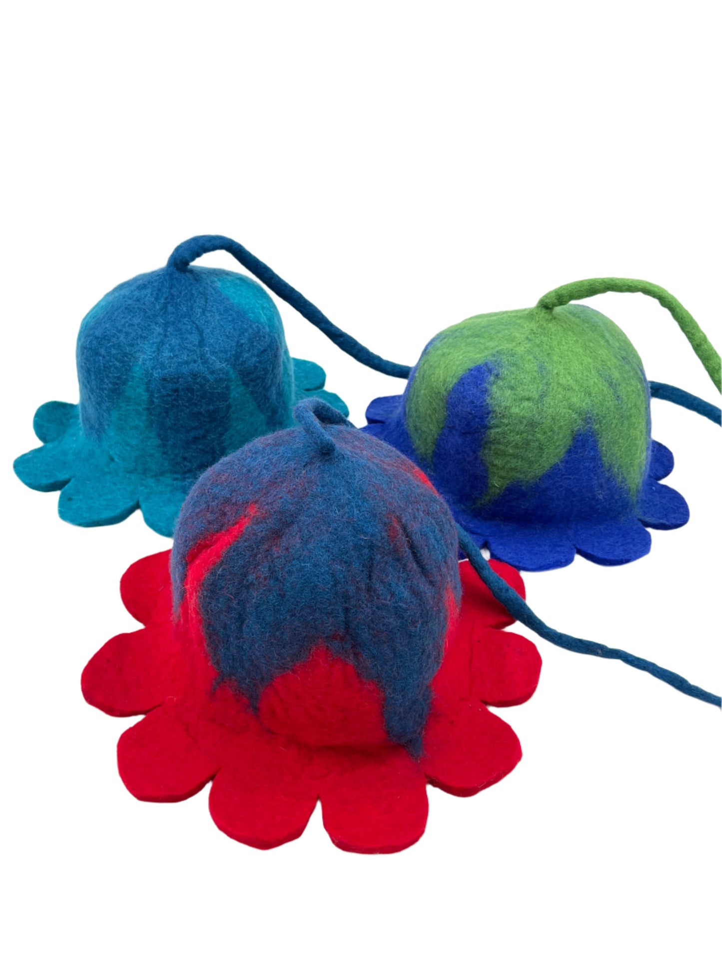 Hand felted Flower w long Vine Wool Hats