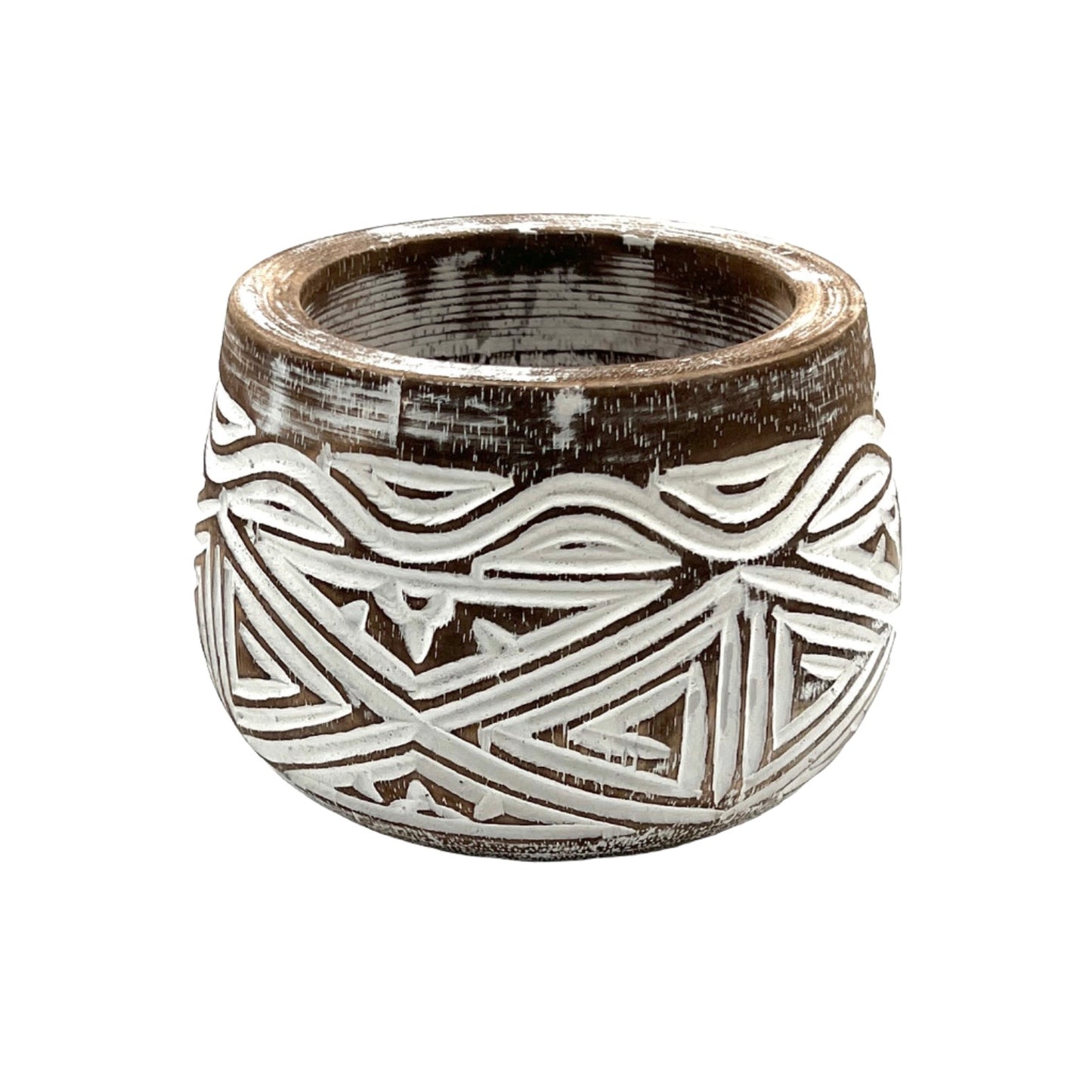 Carved Geometric Pot