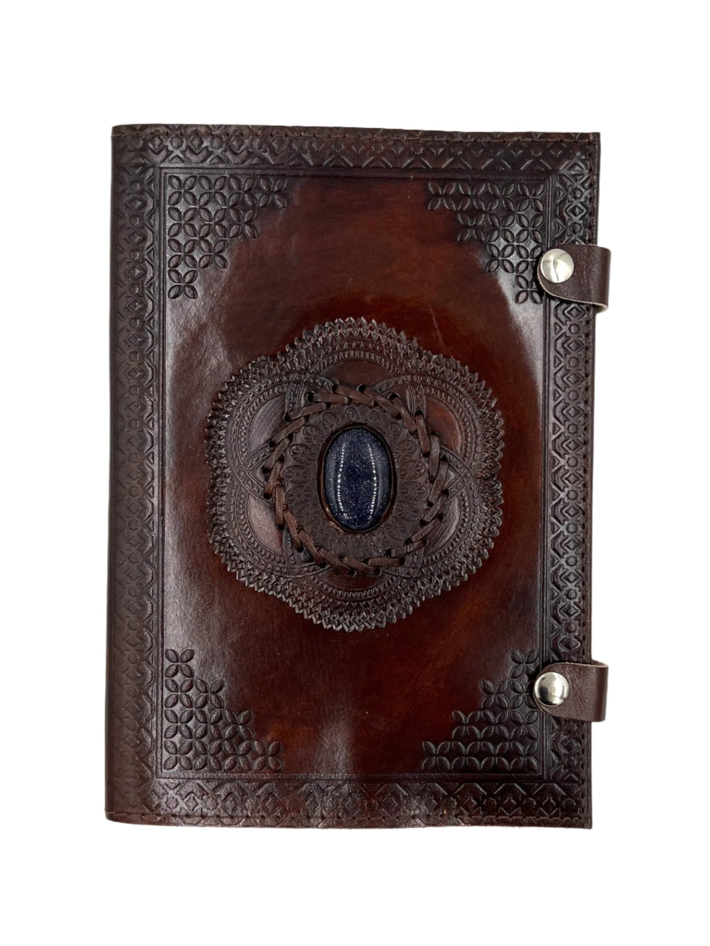 Camel Leather Gemstone Journal | Lotus | 10" x 7" x 1/2"