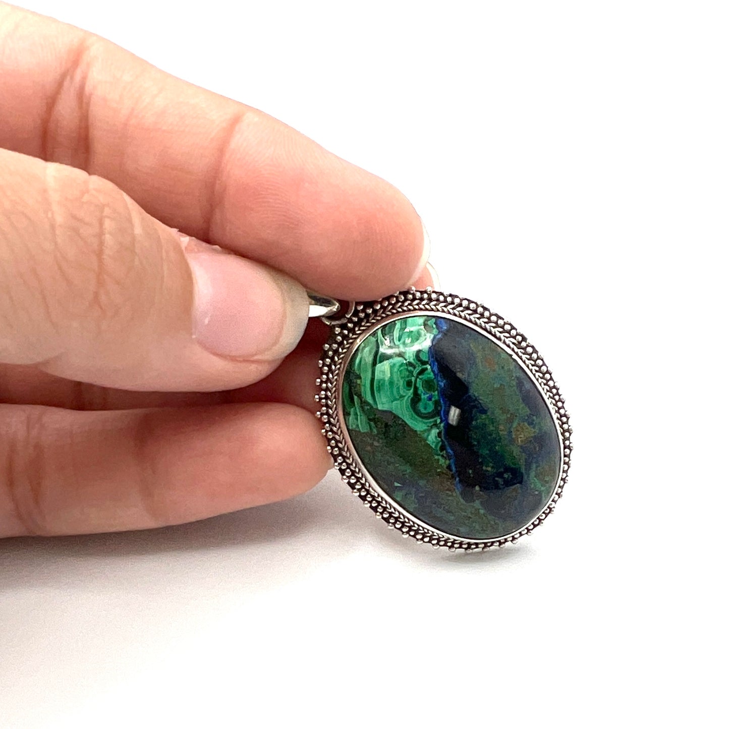 Sterling Silver Azurite & Malachite Pendants