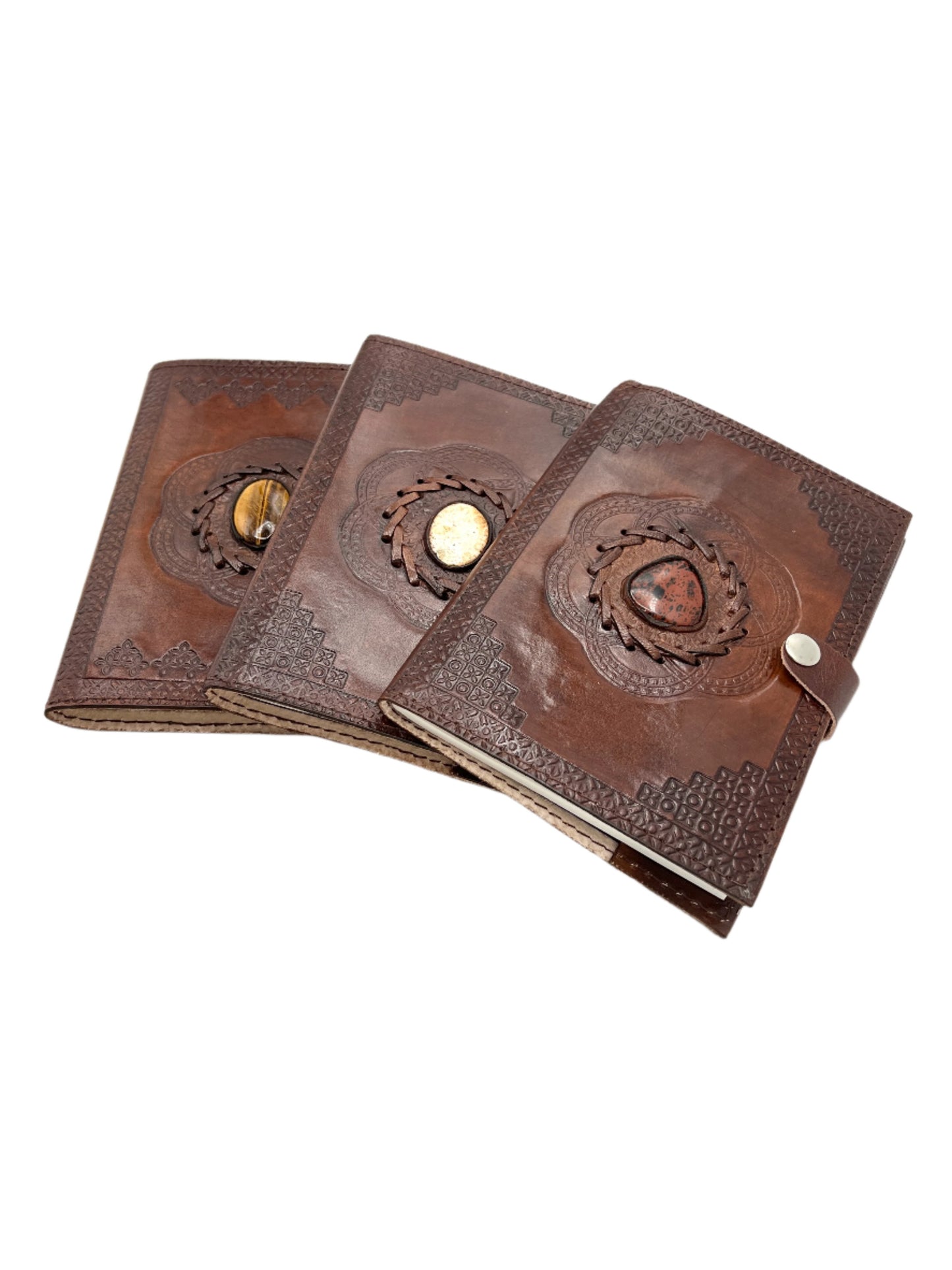 Camel Leather Gemstone Journal | Lotus | 7" x 5" x 1/2"