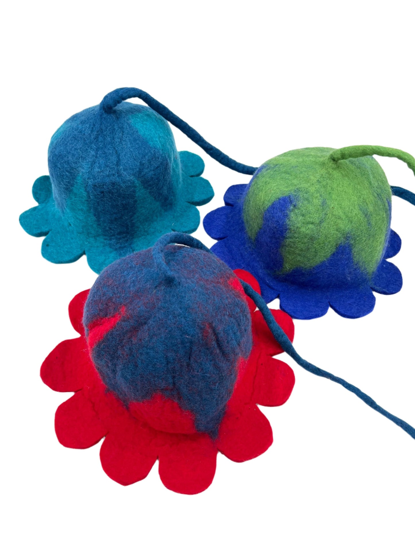 Hand felted Flower w long Vine Wool Hats