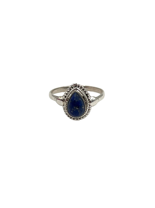 Beaded Teardrop Lapis Lazuli Ring