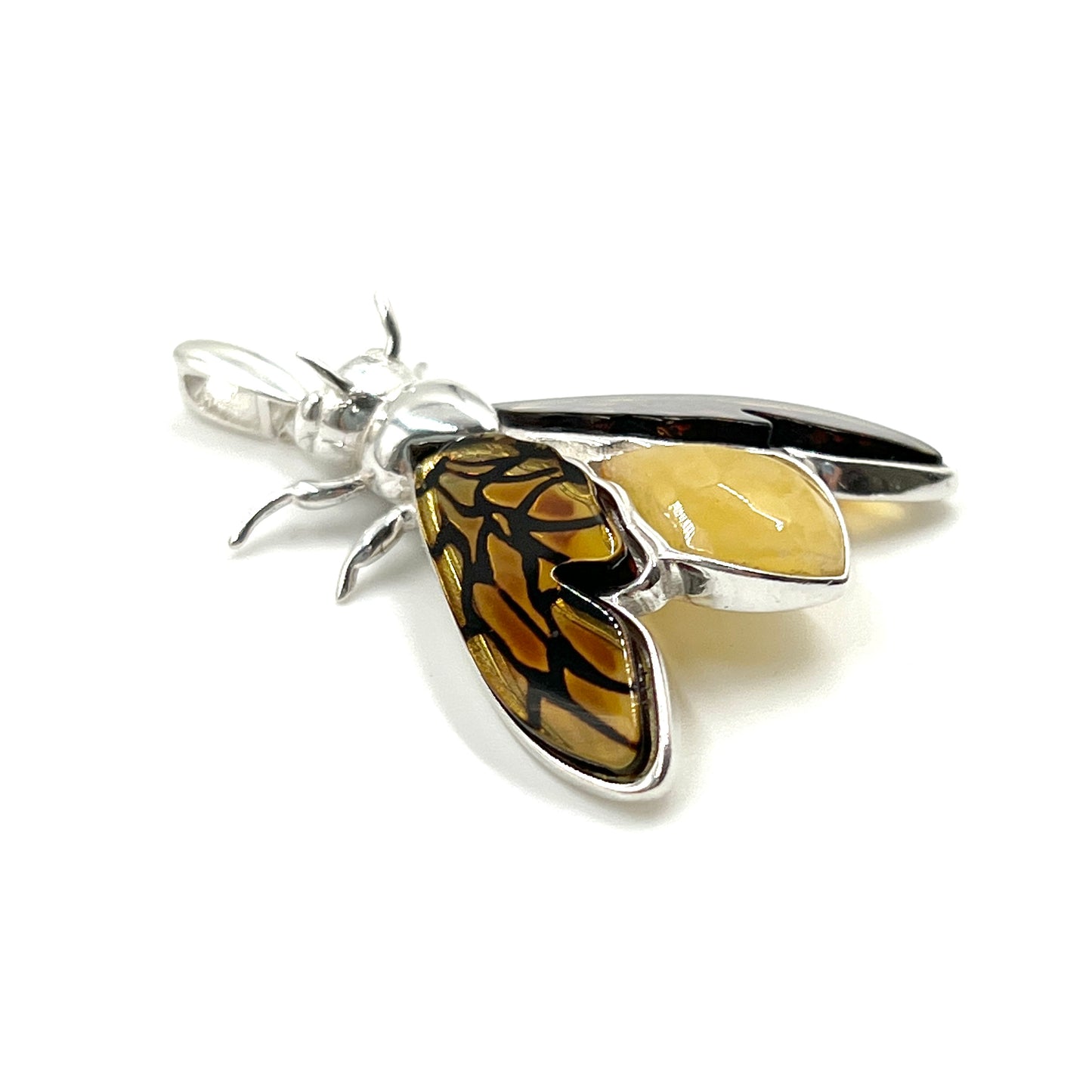 Sterling Silver Amber Queen Bee Pendant