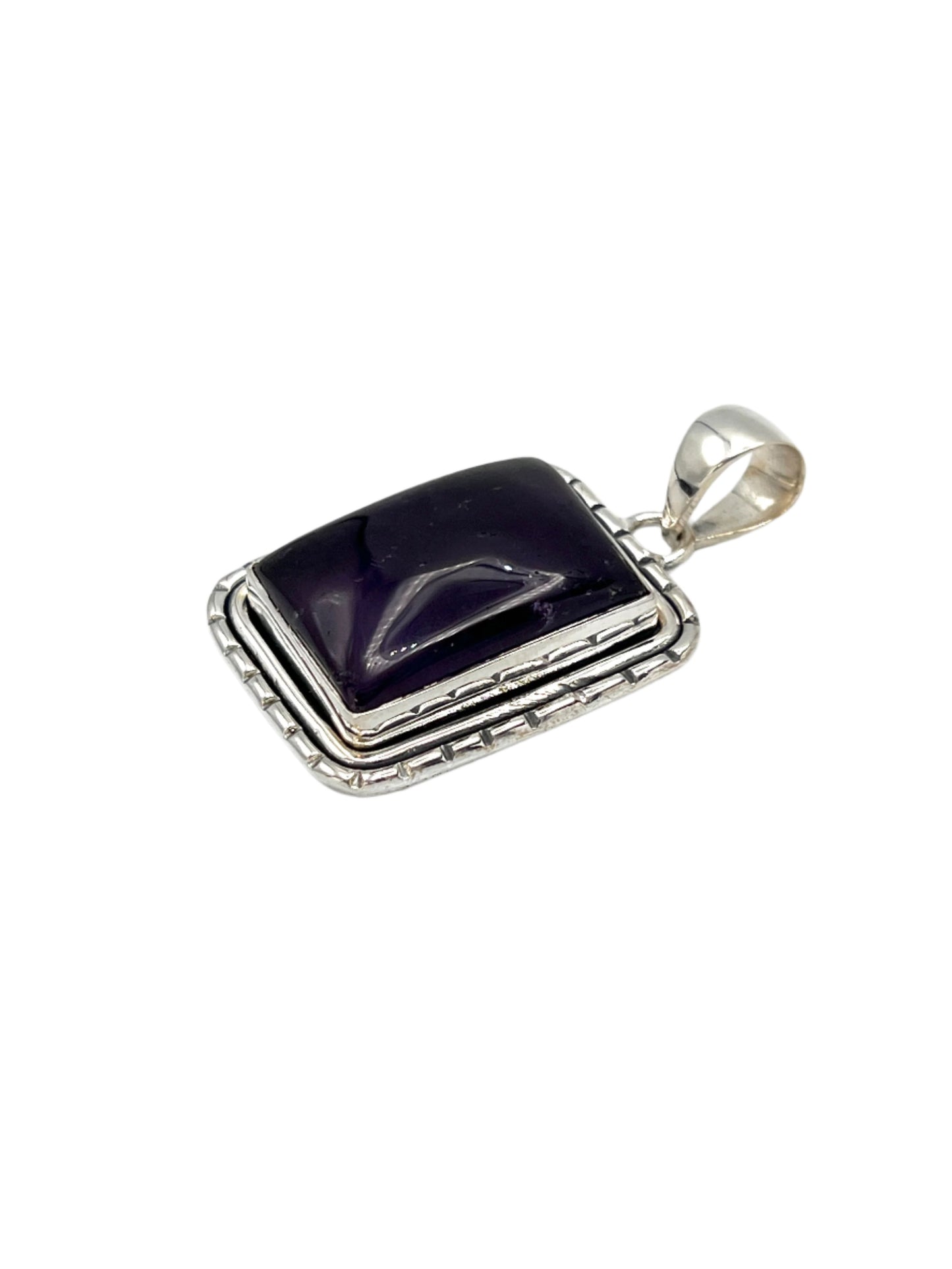 Sterling Silver Rectangle Amethyst Pendants