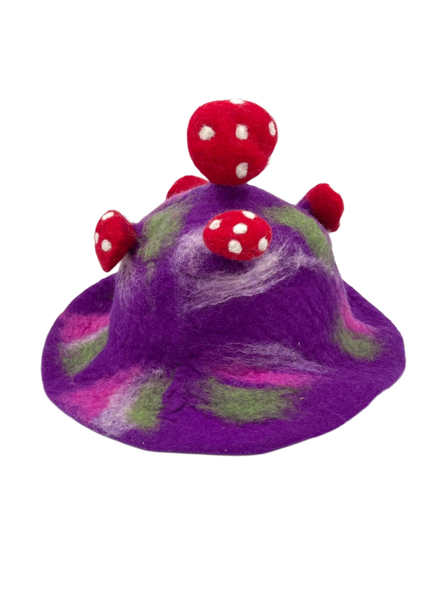 Hand felted Mushroom Wool Hats | Purples