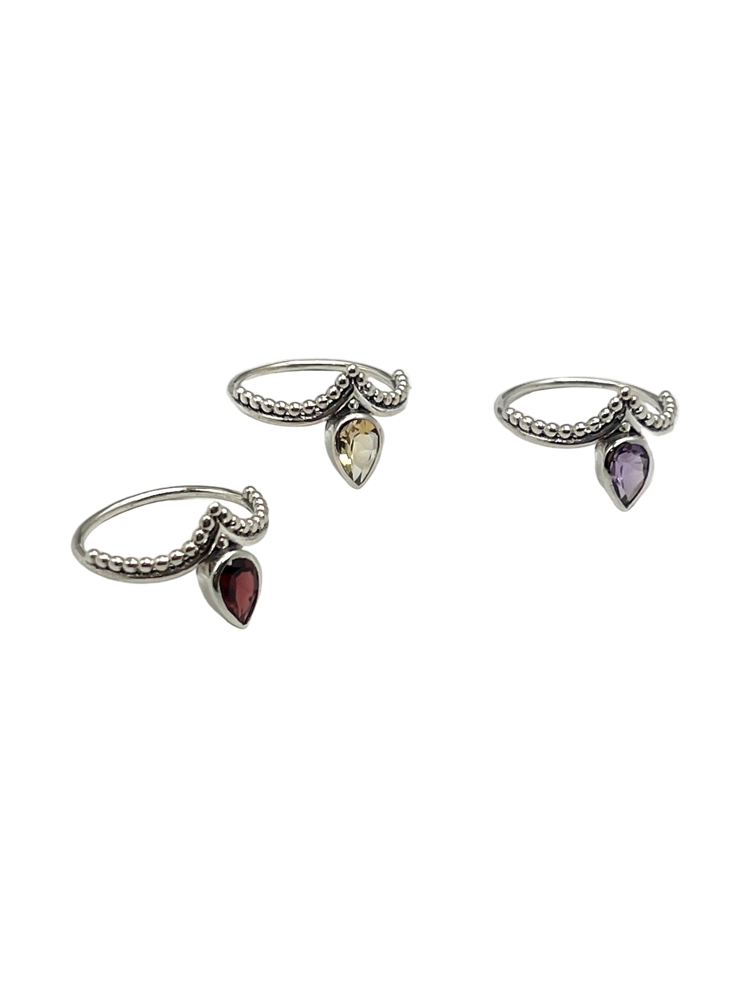 Beaded Teardrop Gemstone Rings