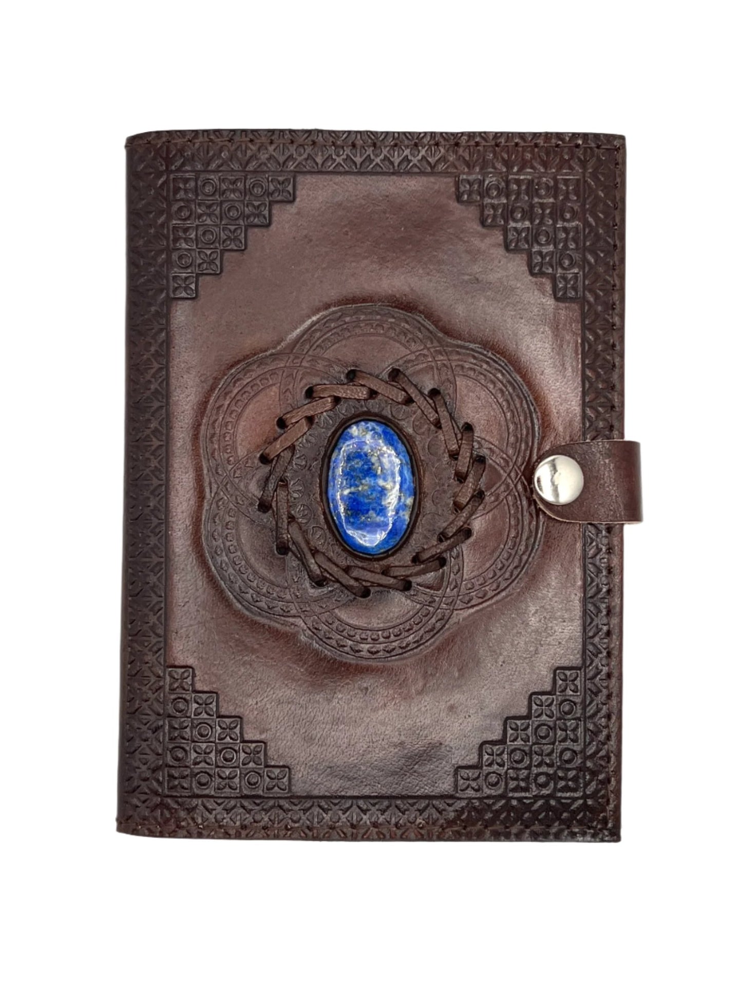 Camel Leather Gemstone Journal | Lotus | 7" x 5" x 1/2"