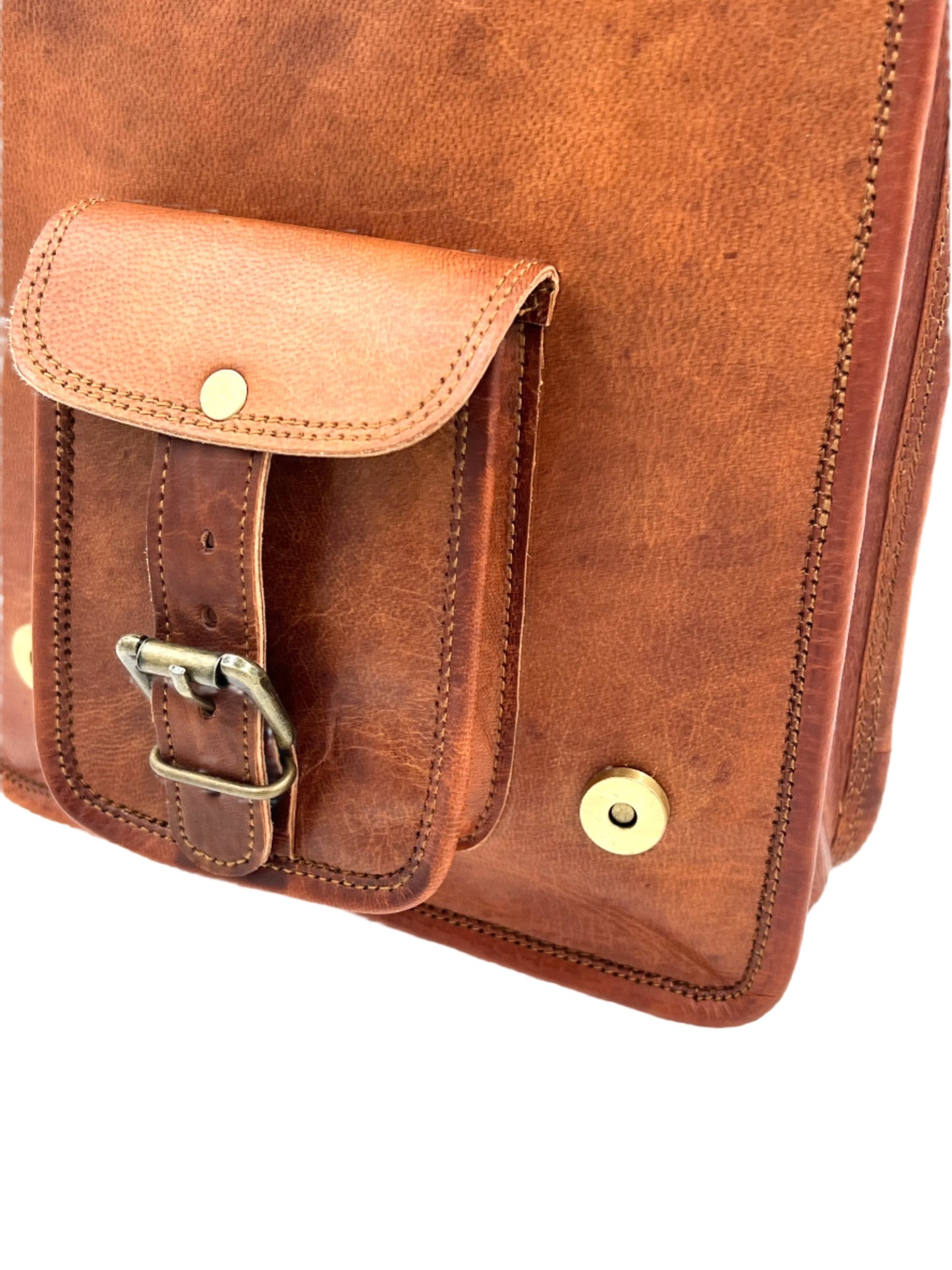 Camel Leather Cross Body Messenger Bag