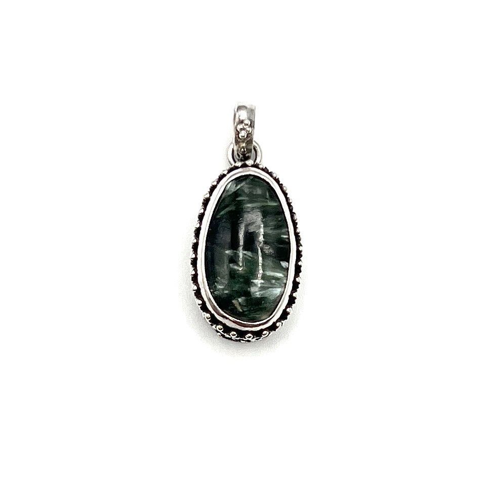 Sterling Silver Beaded Seraphinite Pendants