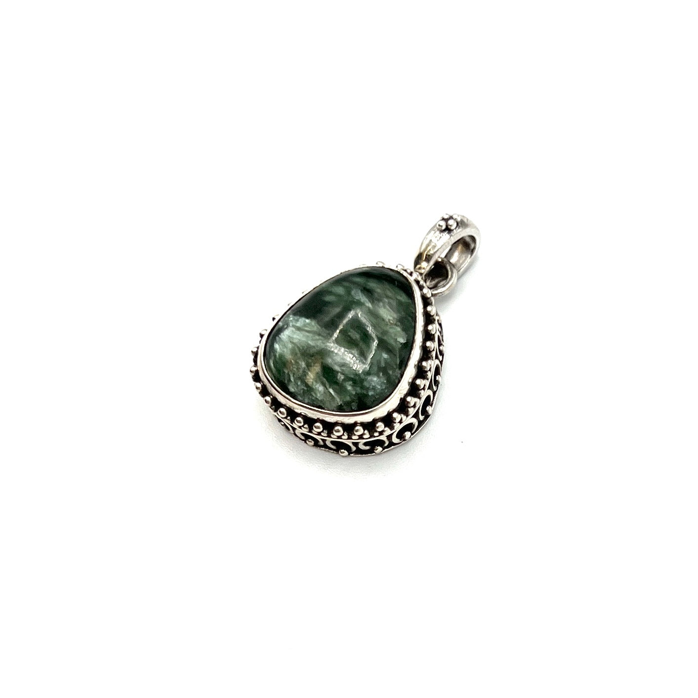 Sterling Silver Beaded Seraphinite Pendants