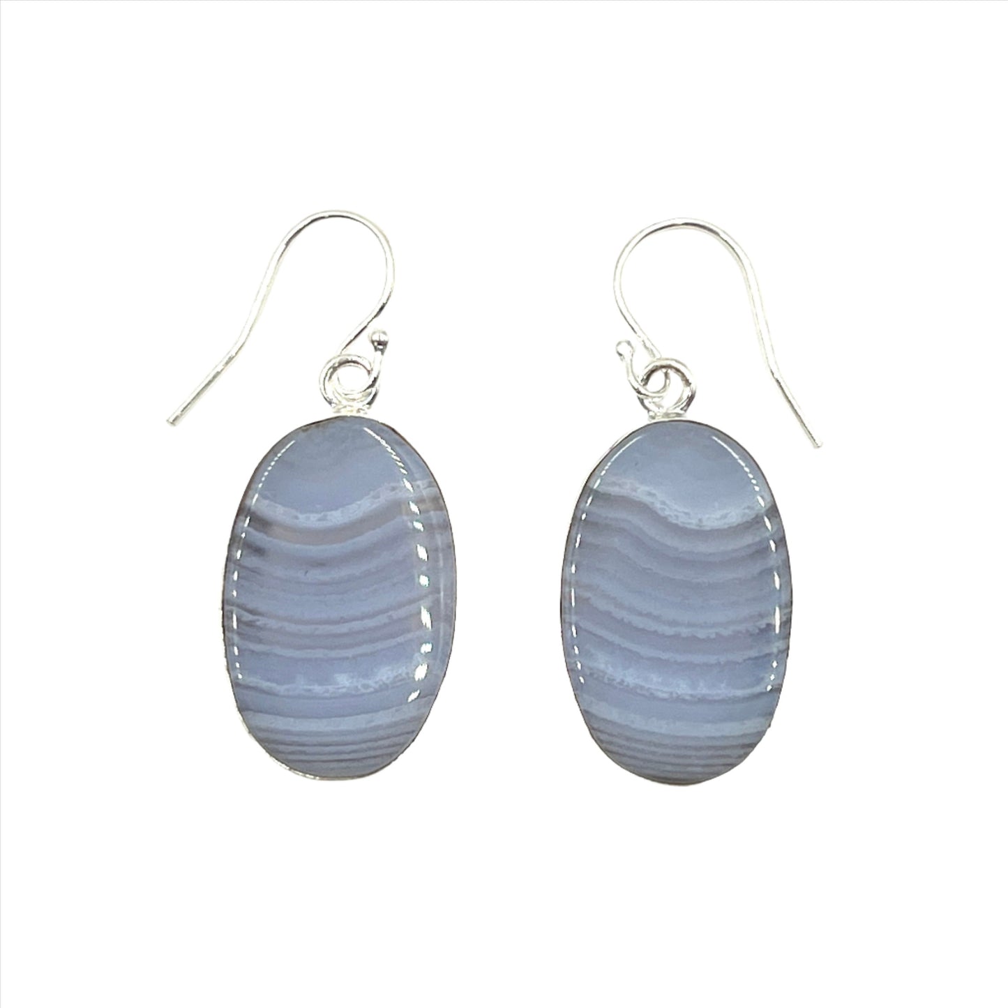 Oval Blue Lace Agate Earrings