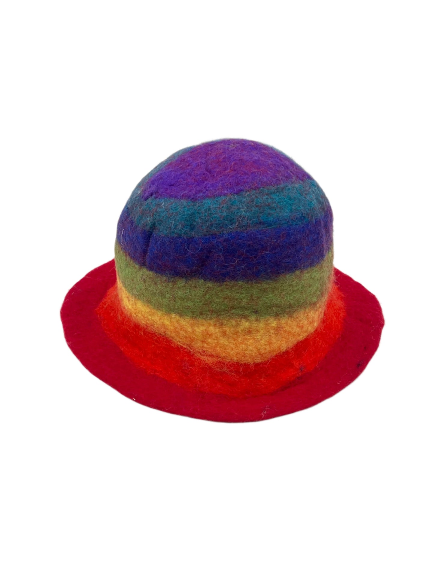 Hand felted Rainbow Striped Wool Hats