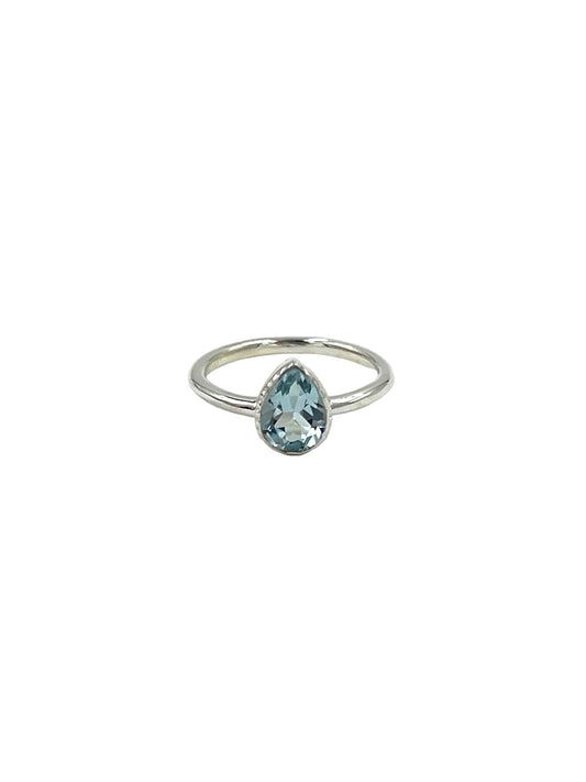 Teardrop Blue Topaz Ring