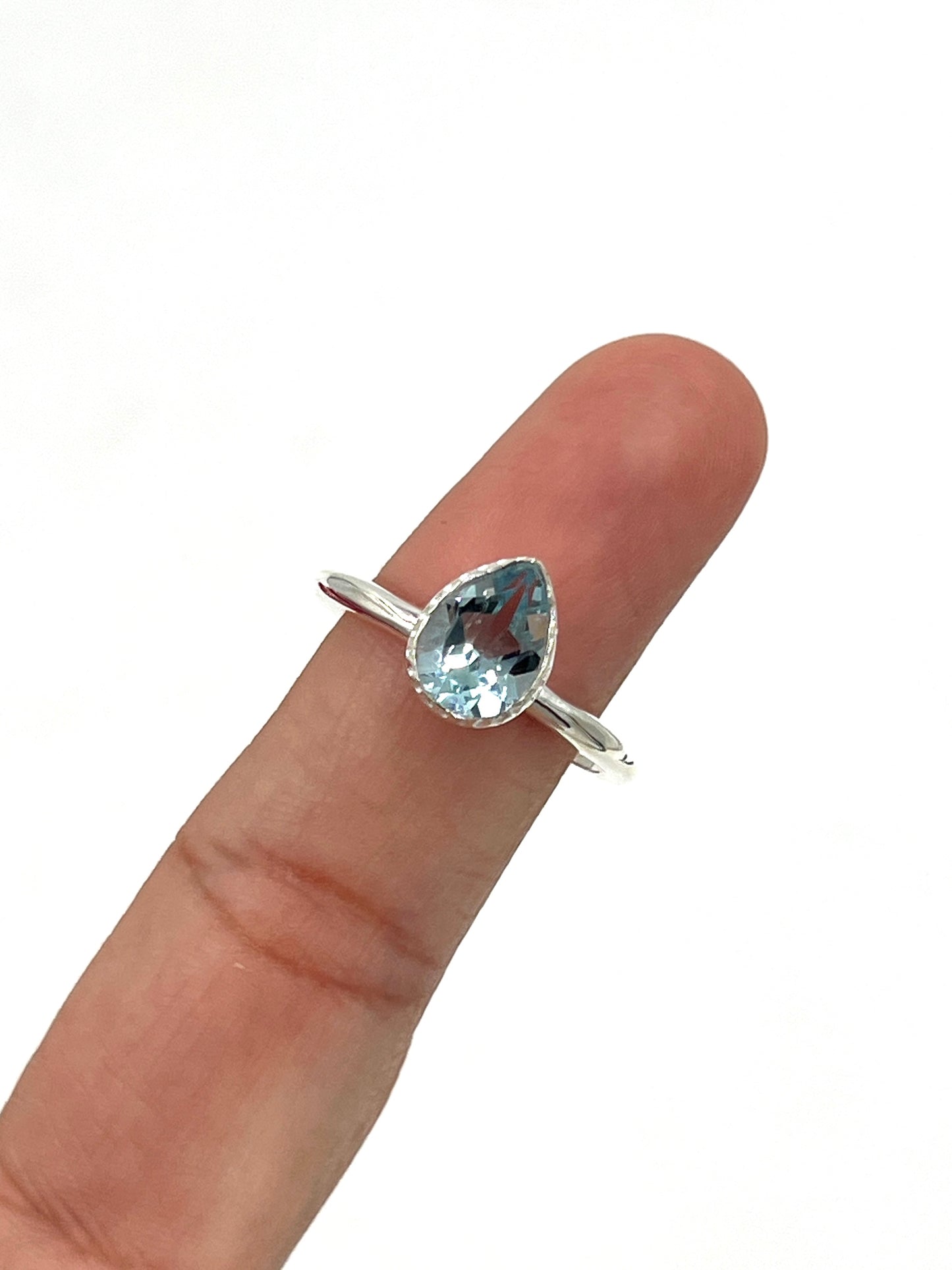 Teardrop Blue Topaz Ring