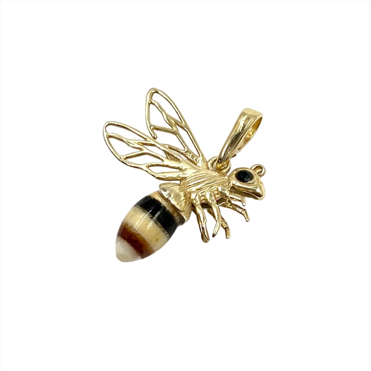 Gold Plated Silver Amber Bee Pendants